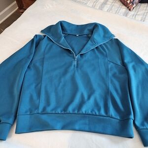 Women's Teal Half-Zip Pullover & Matching Wide Leg Pants